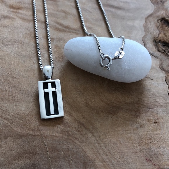 Cross In A Rectangle Necklace - Picture 2 of 5